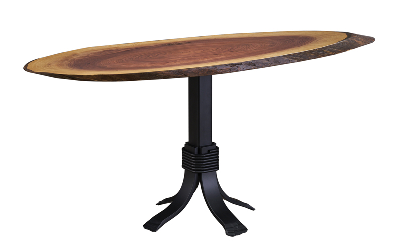 Walnut Oval Coffee Table with Galaxy Pedestal Base